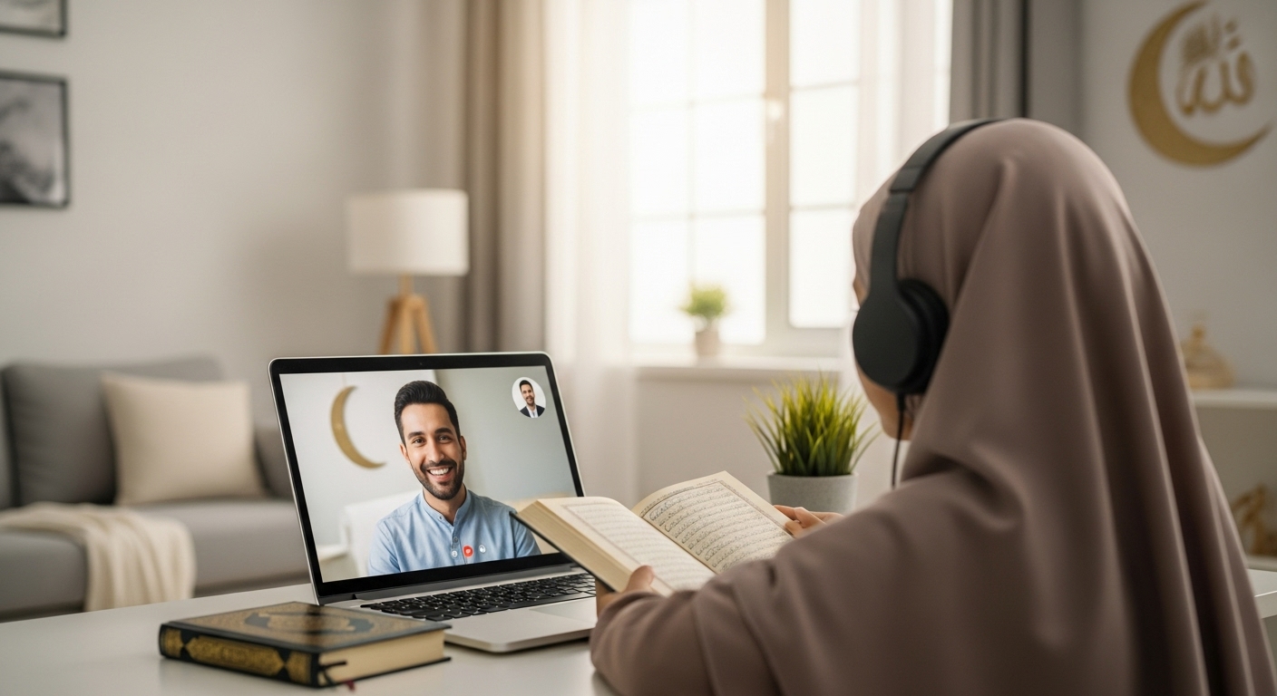A child learning quran online